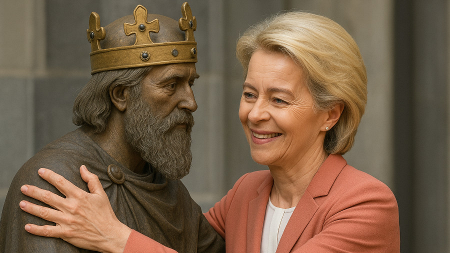 Ursula von der Leyen und Karl der Große, KI-generiert.
