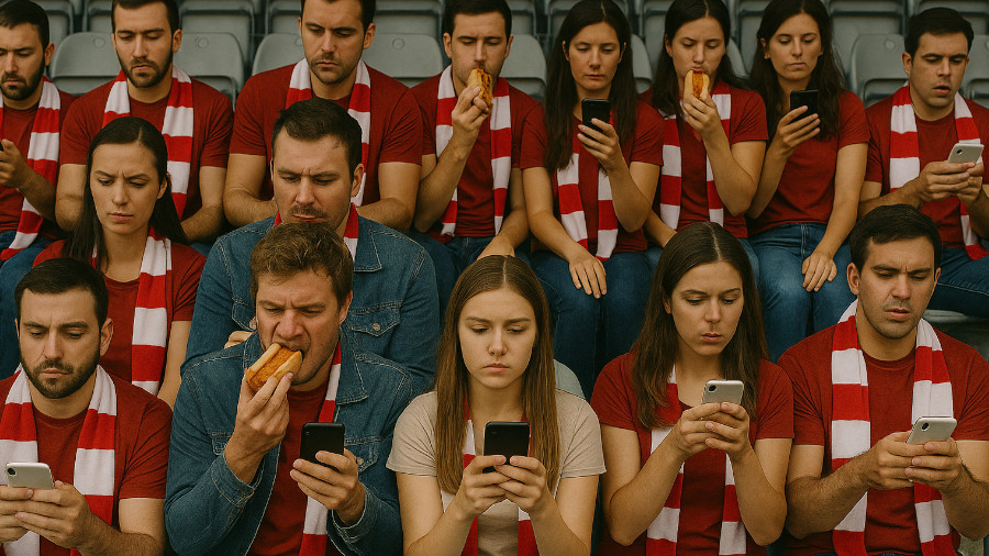 Fußballfans haben keine Lust auf Fußballspiel.