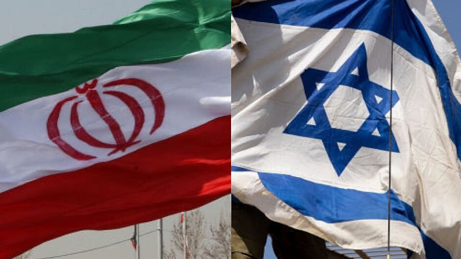 Iranische Flagge und israelische Flagge