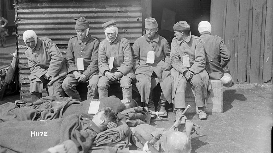 Verwundete deutsche Soldaten des Ersten Weltkrieges