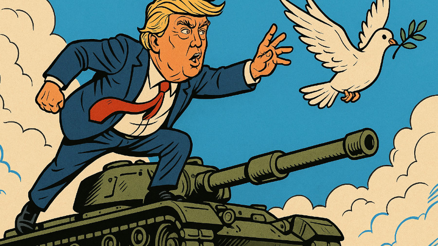 Donald Trump will Friedenstaube fangen.