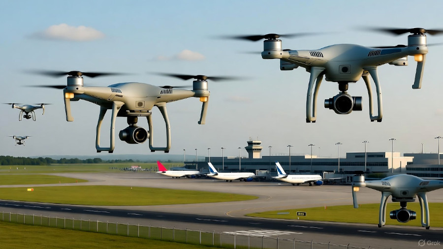 Drohnen über Flughafen
