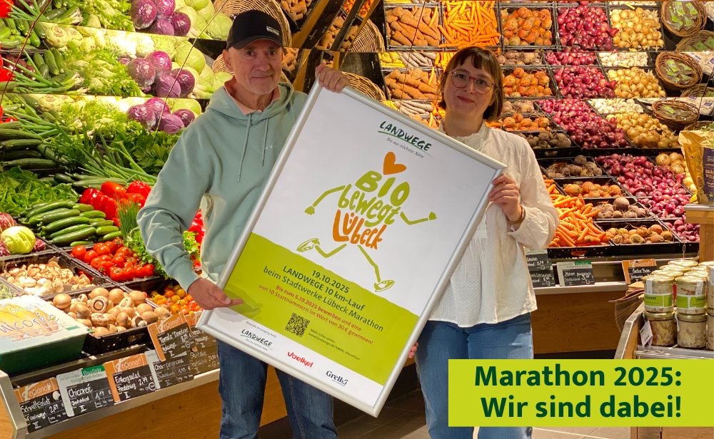 Für etwas mehr Öffentlichkeitsarbeit reichts dann aber doch: Landwege beteiligt sich am Lübeck-Marathon. Bezahlt allerdings mit Sponsoring der Handelspartner. | Foto: Landwege