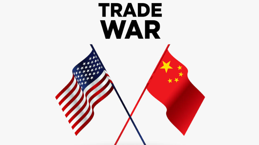 Flaggen von USA und China Trade War Hintergrund. Vektorillustration