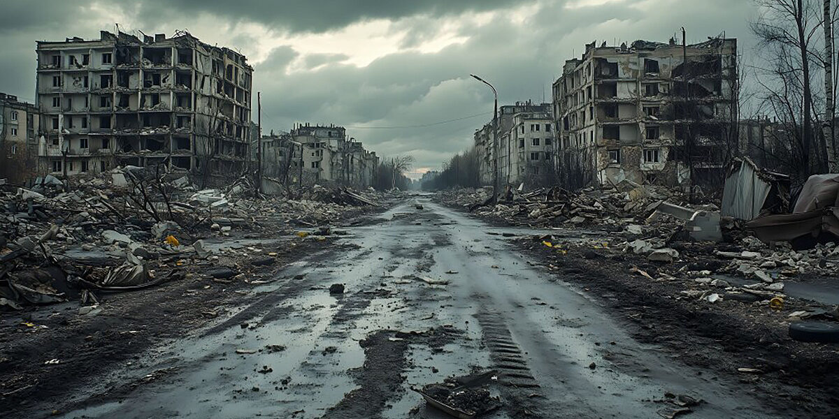 Zerstörte Gebäude in der Ukraine