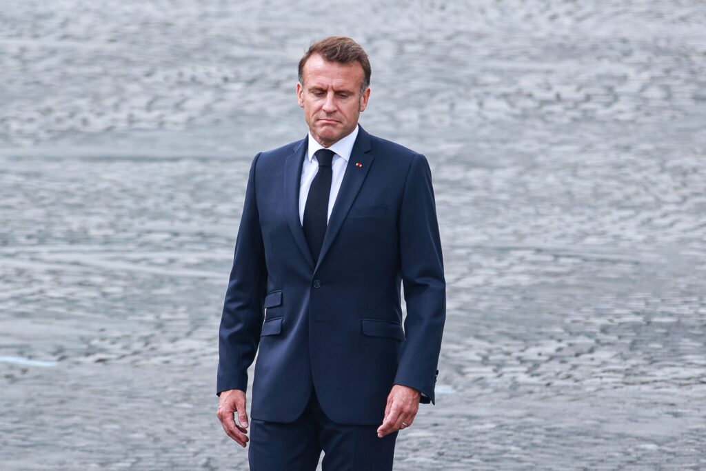 Staatspräsident Emmanuel Macron, Militärparade am 14. Juli 2025, auf den Champs-Elysees, in Paris.