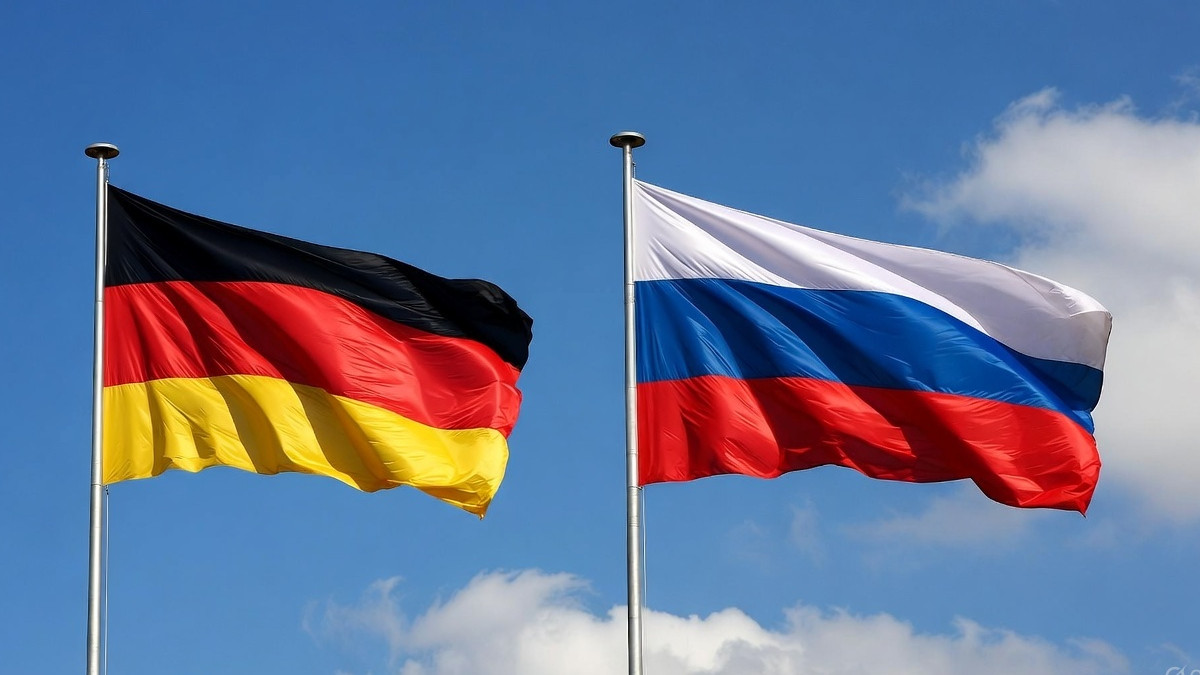 Deutsche und russische Flagge.