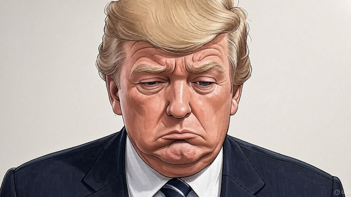 Donald Trump guckt traurig. Anime-Bild.