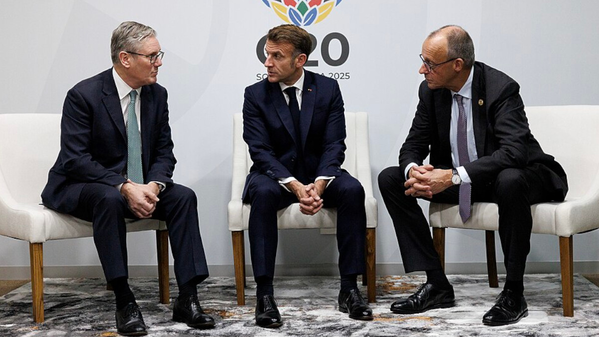 Keir Starmer, Emmanuel Macron, Friedrich Merz