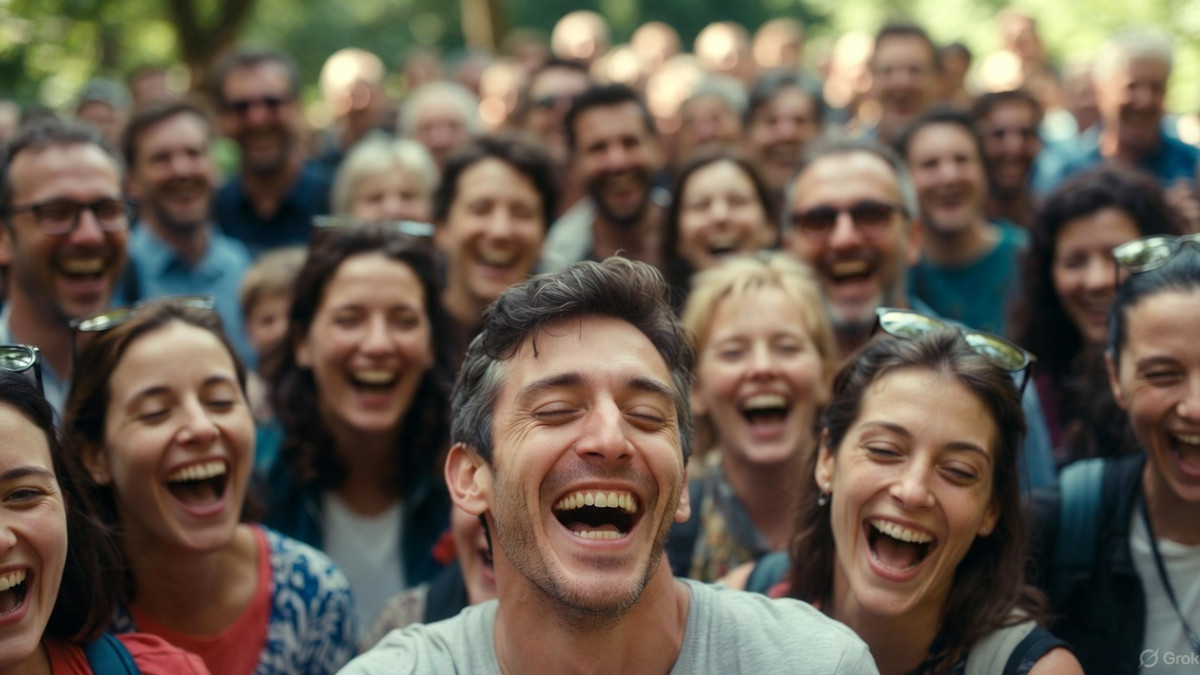 Lachende Menschen, KI-generiert.