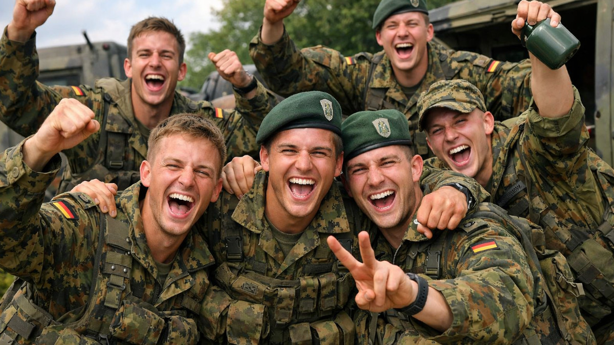 Bundeswehrsoldaten freuen sich.