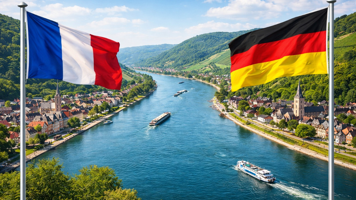 Frankreich und Deutschland, Flaggen, Rhein