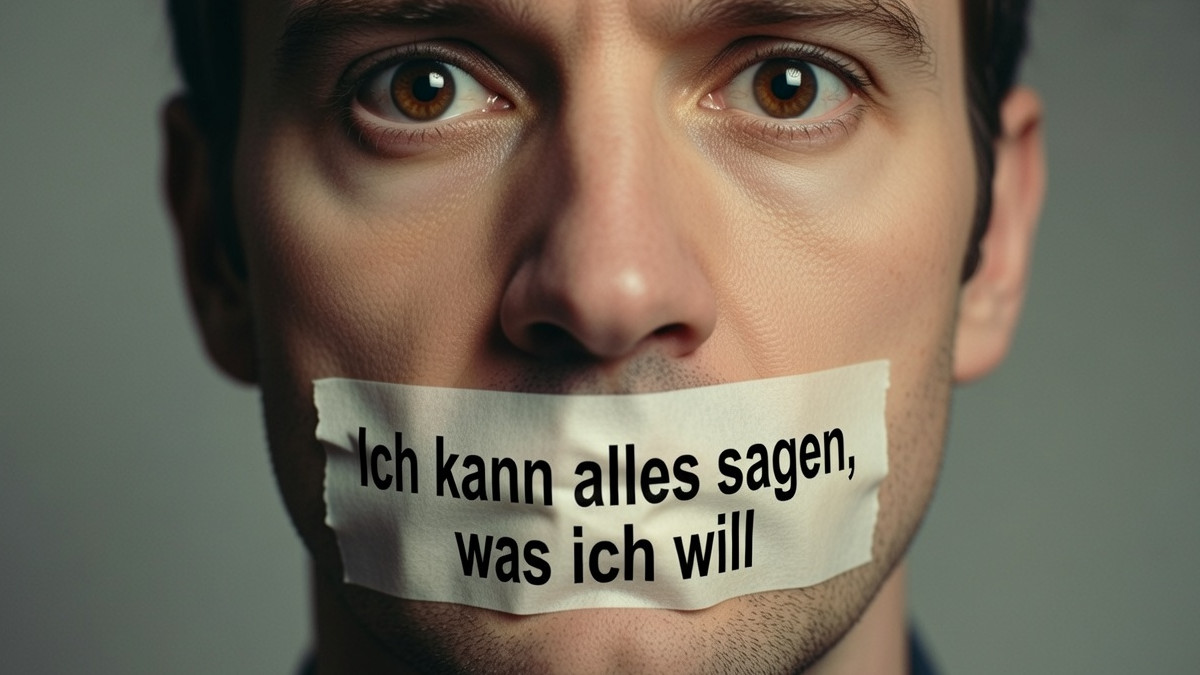 Mann mit zugeklebtem Mund