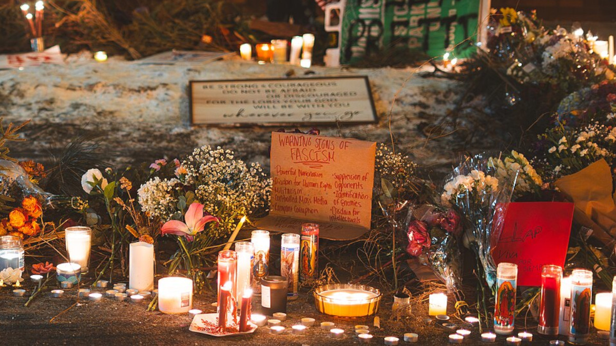 Candles at Alex Pretti Memorial