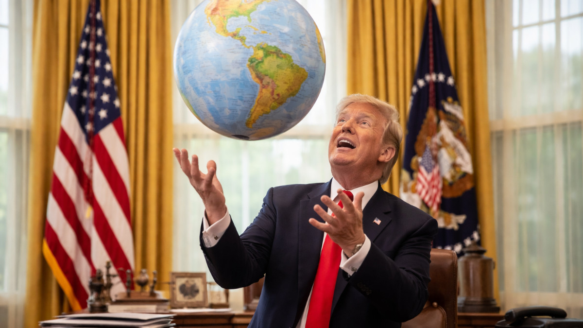 Donald Trump mit Weltkugel