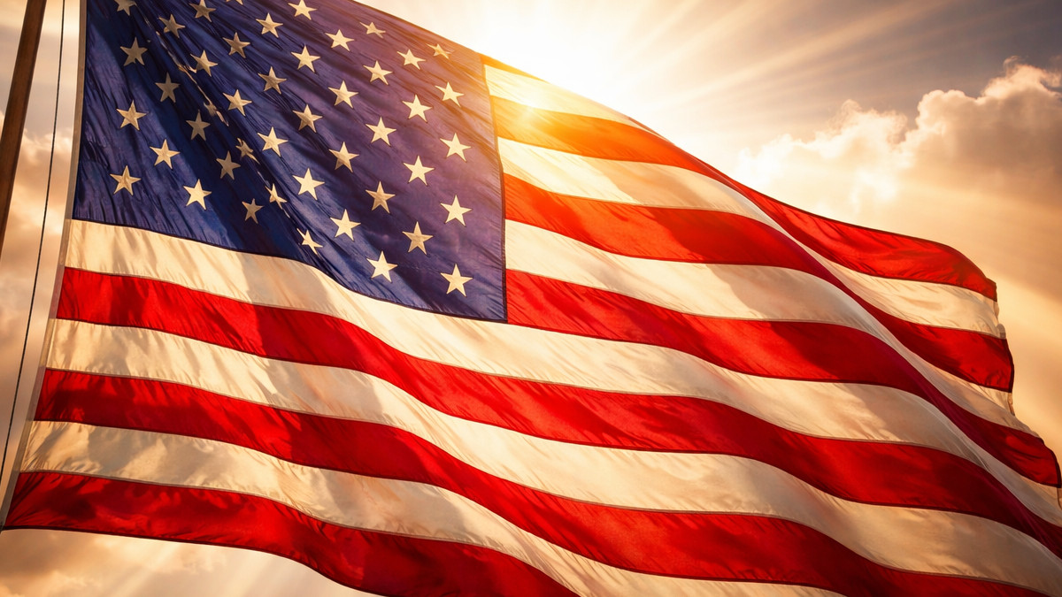 US-Flagge im Sonnenschein