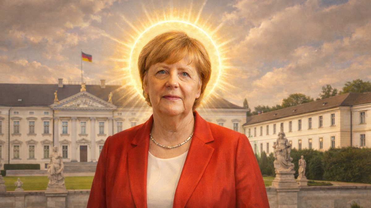 Merkel, Heiligenfigur vor Schloss Bellevue