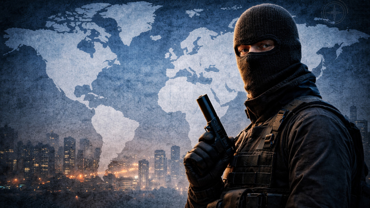 Ukrainischer Agent vor Weltkarte