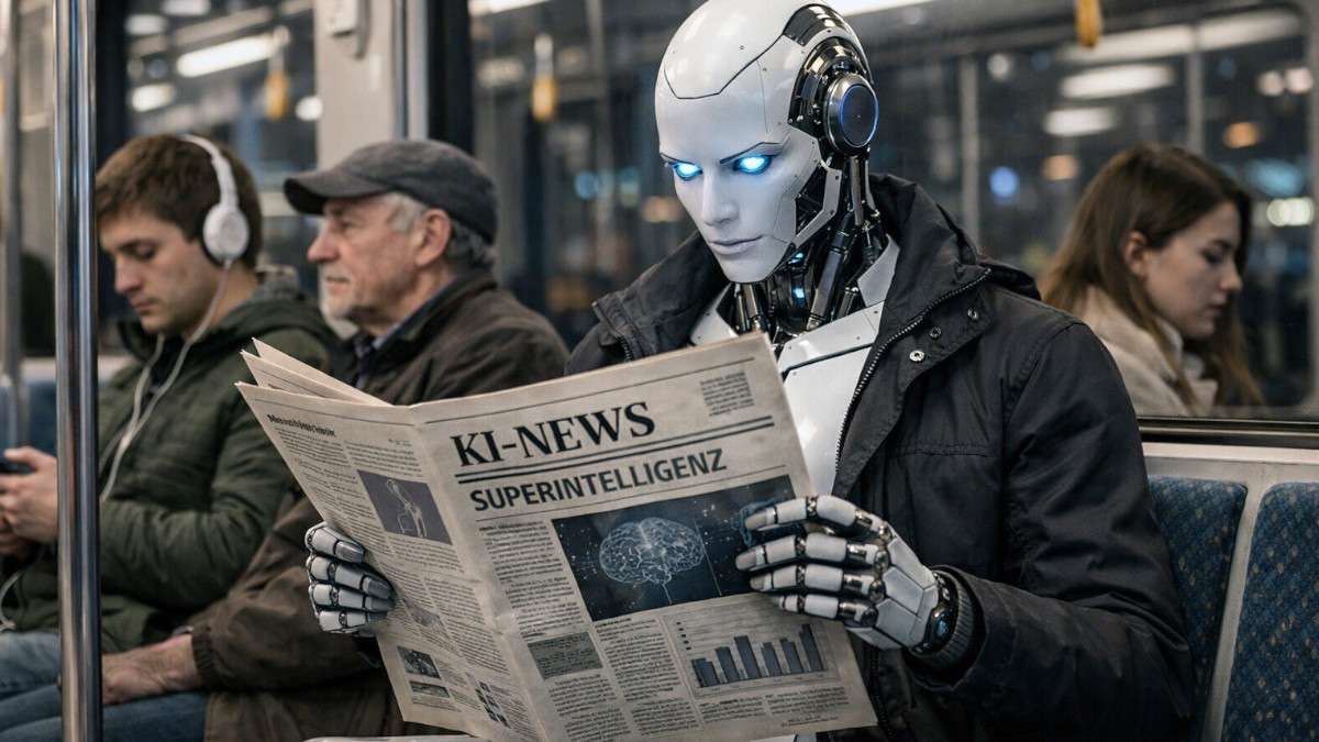 Android liest Zeitung.