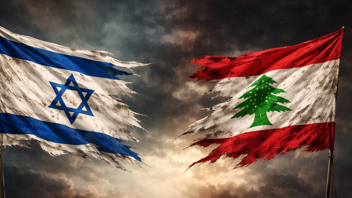 Israelische und libanesische Fahne.