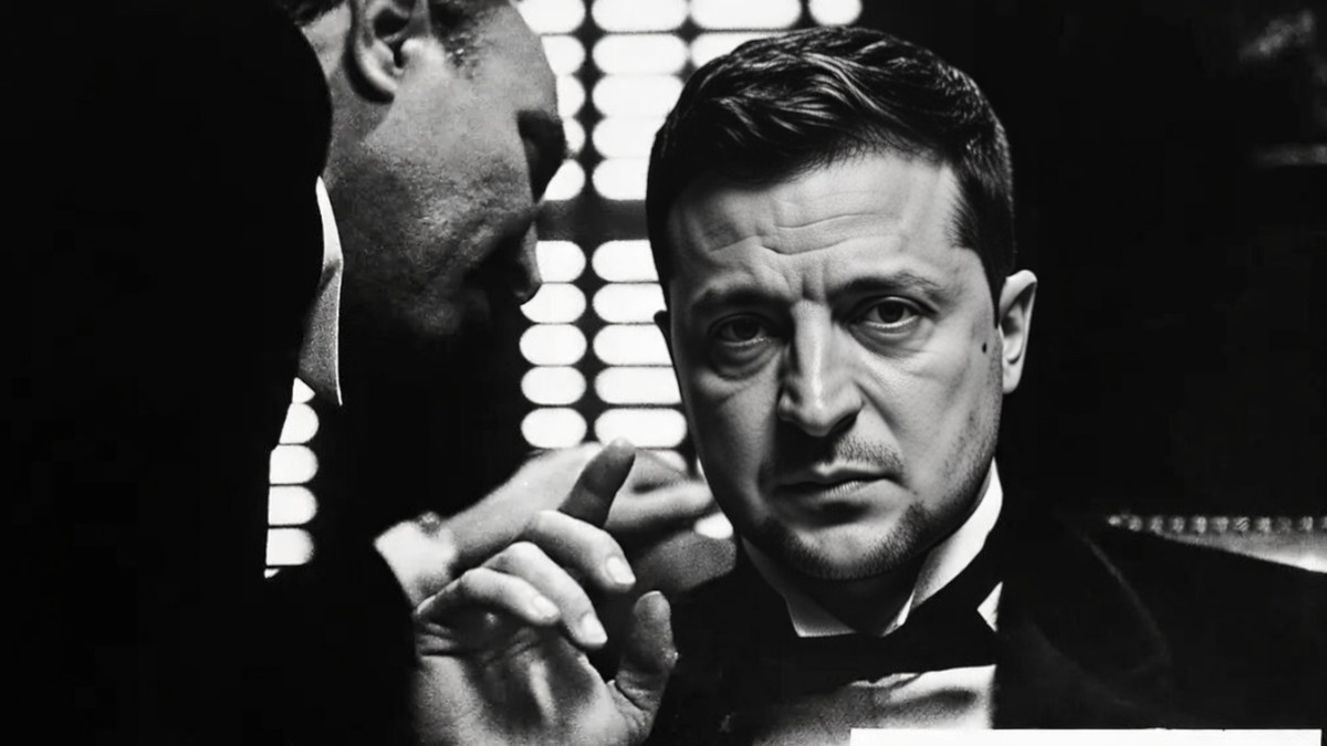 Selenskij als Pate, KI-generiert.