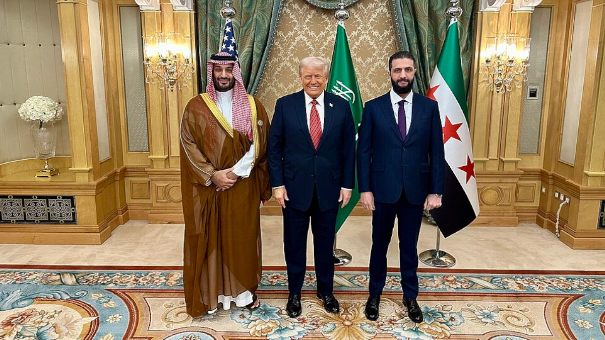 Mohammed Bin Salman, DOnald Trump und Ahmed al-Sharaa.