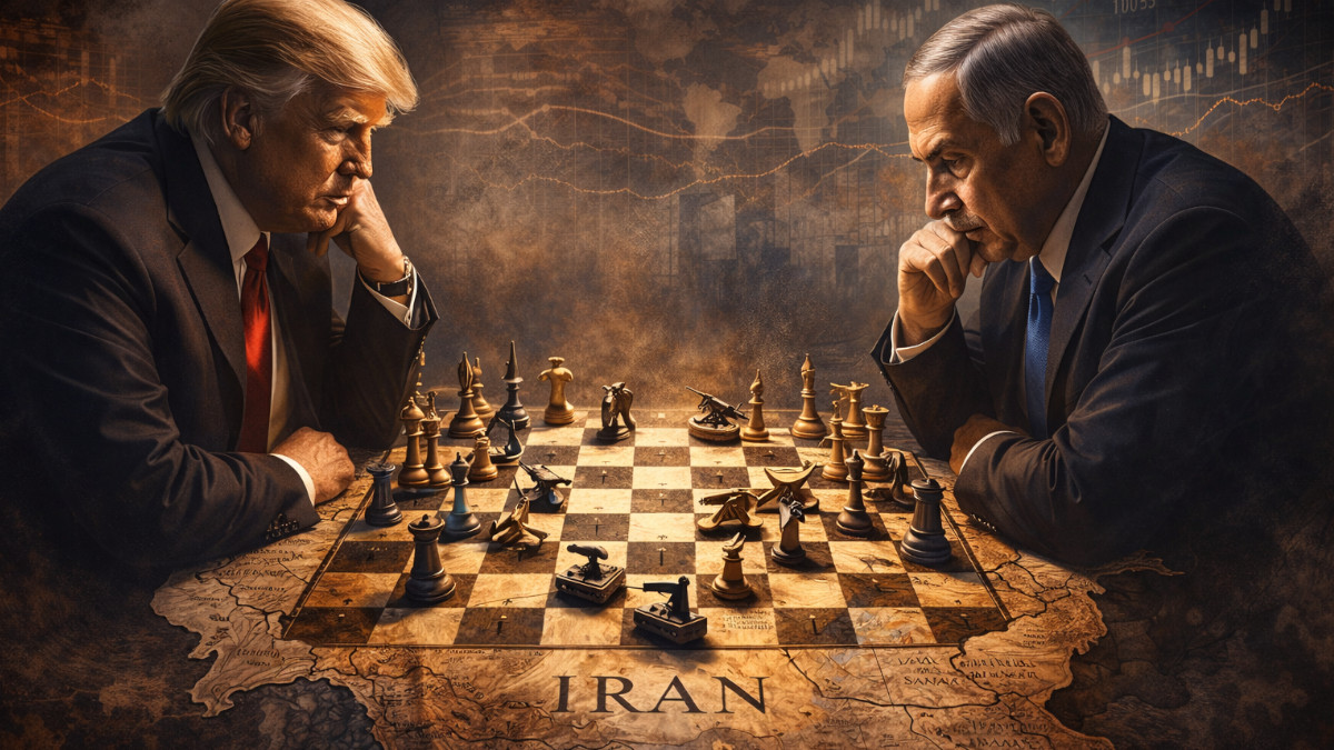 Trump und Netanjahu spielen Schach.