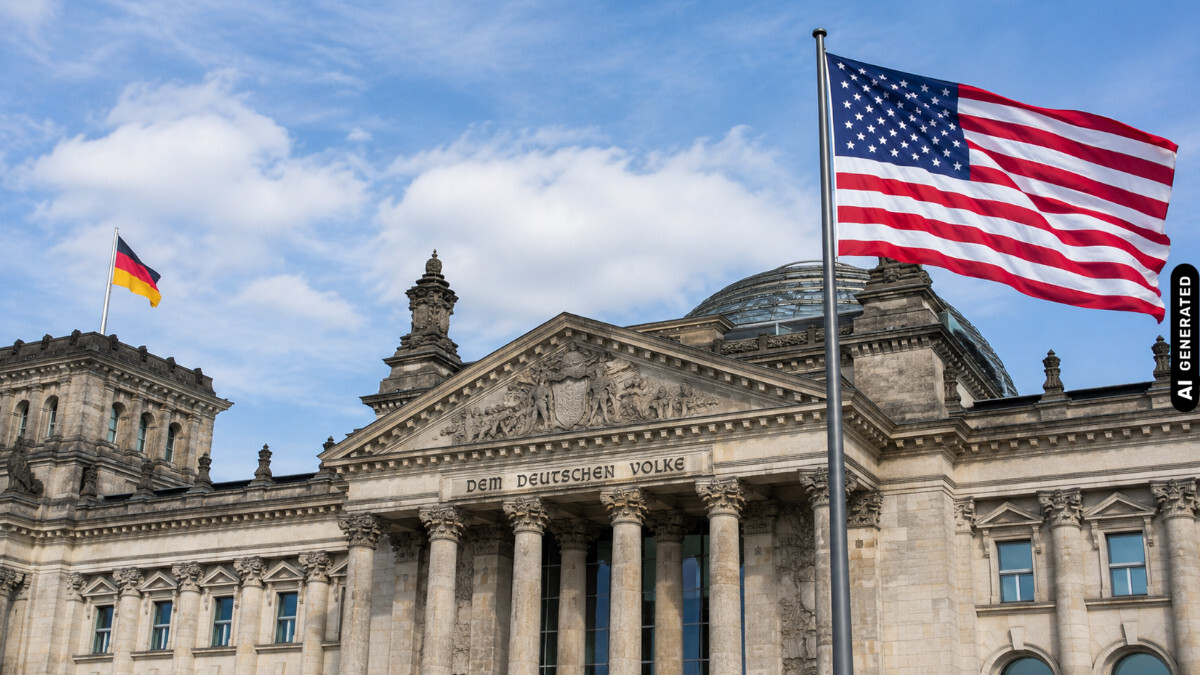 Bundestag mit US-Flagge