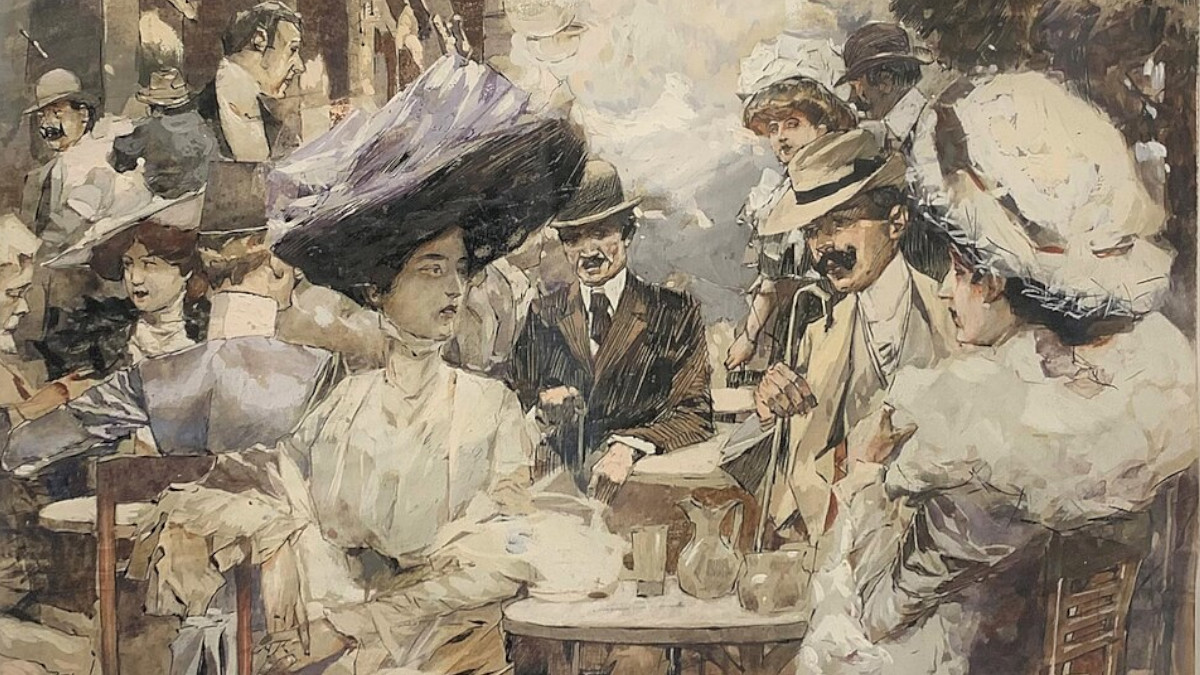 Friedrich Koch Gemälde "Das Straßencafé"