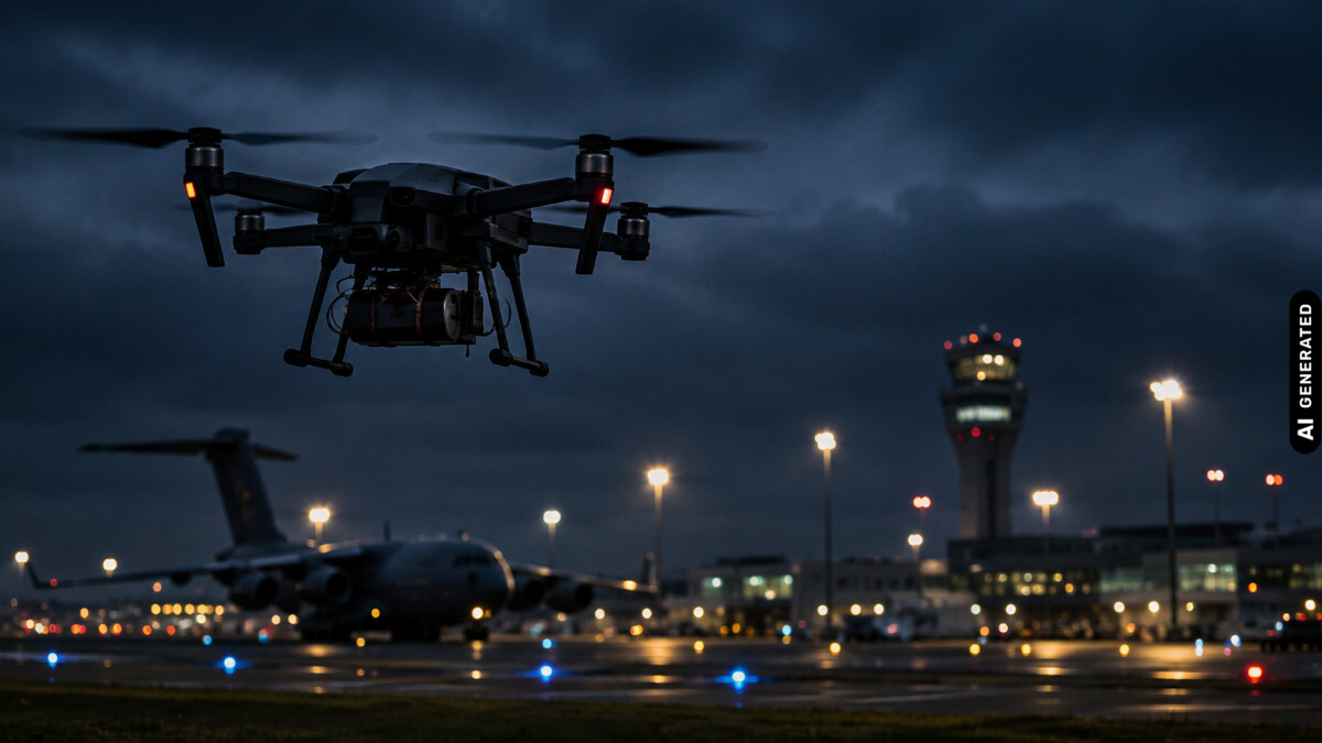 Drohne über Flughafen
