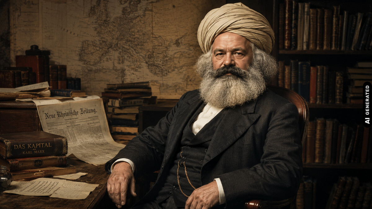 Karl Marx mit Turban - KI generiert