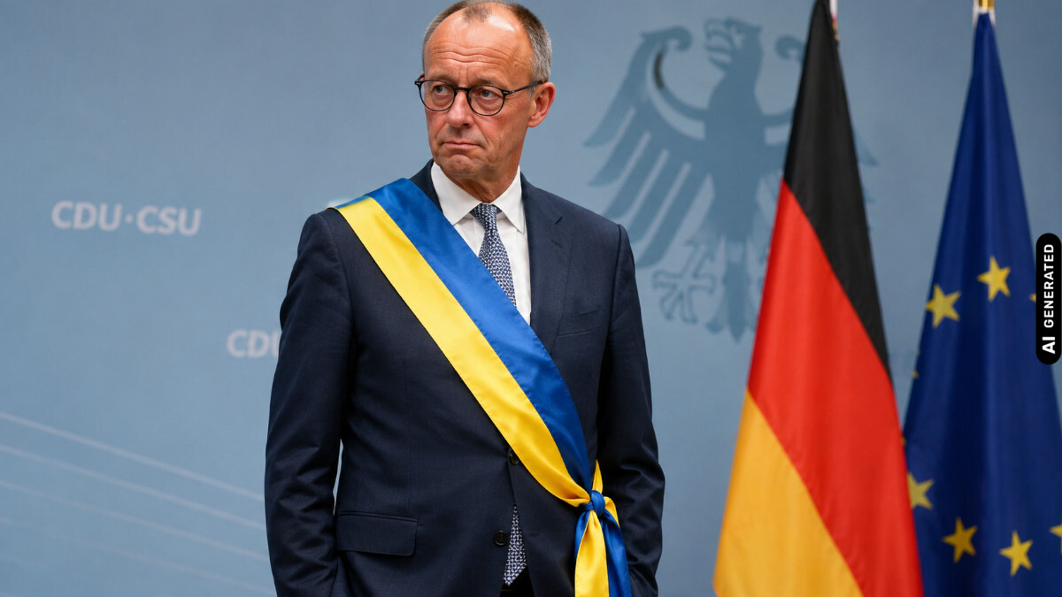 Merz mit ukrainischer Scherpe