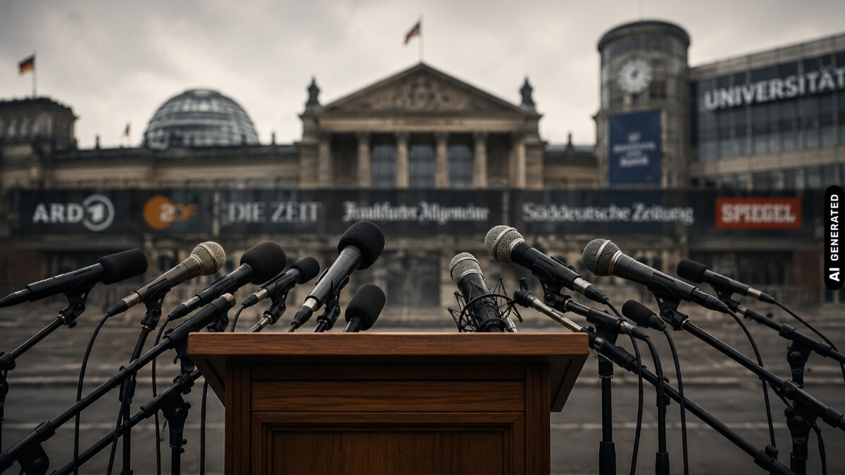 Rednerpult mit Mikros - KI generiert