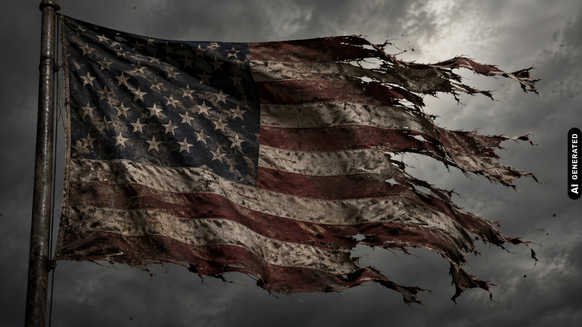 Flagge USA, zerrissen, KI-generiert