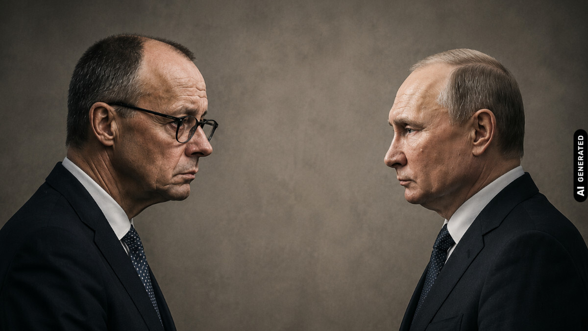Friedrich Merz und Wladimir Putin, KI-generiert