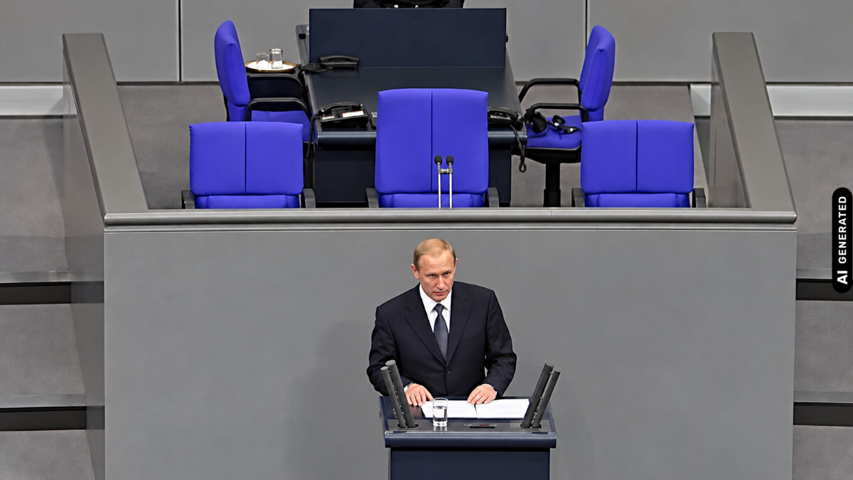 Putin spricht am 25. September 2001 vor dem Deutschen Bundestag.