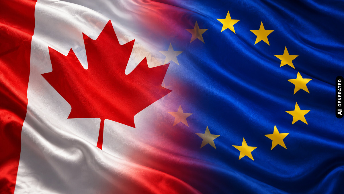Kanada- und EU-Flagge