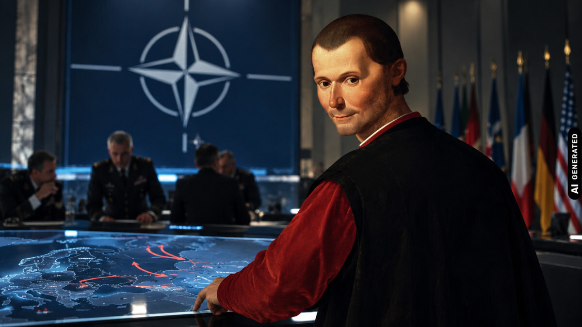 Machiavelli bei der NATO, KI-generiert